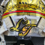 Logan Thompson Game Worn Goalie Mask 2022-23 Las Vegas Golden Knights Stanley Cup Championship Year Painted by Dave Fried Friedesigns on Bauer Shell Photomatched AS-02838-SOLD