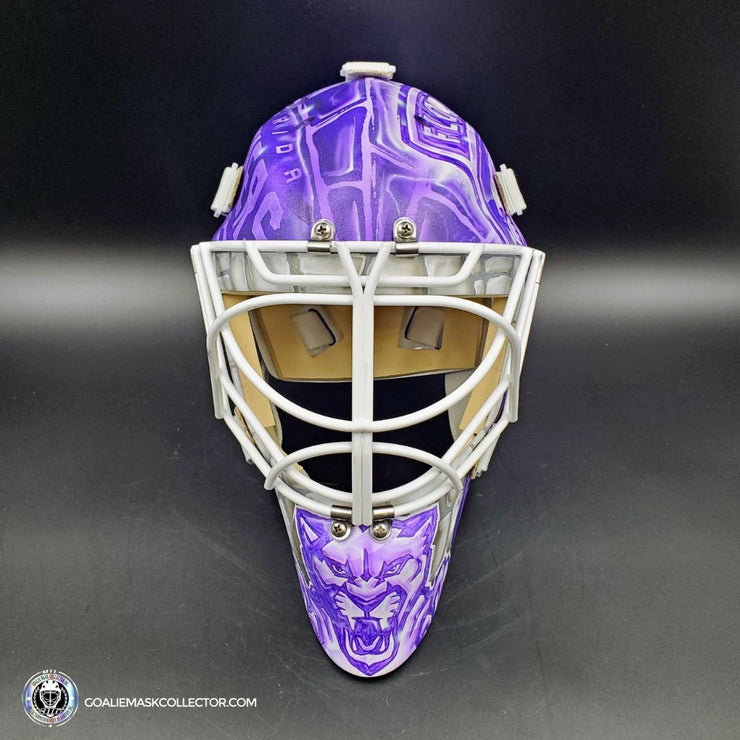 Sergei Bobrovsky Game Worn Goalie Mask 2022 Florida Panthers Hockey Fights Cancer Painted by DaveArt "Brick by Brick" HFC AS-02943 - SOLD