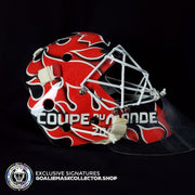 Martin Brodeur Game Worn Used Goalie Mask 2004 Gold Medal Team Canada World Cup Lefebvre CCM Shell + LOA From Brodeur Family + Photomatched + Signed & Inscribed AS-01481 - SOLD