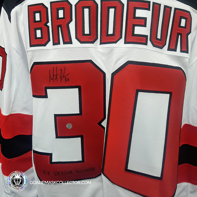 Martin Brodeur Signed Jersey New Jersey Devils White Autographed Goalie Mask Collector