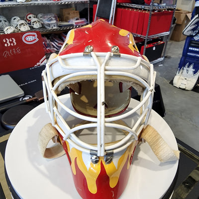 SOLD: MIKE VERNON GAME WORN Goalie Mask Greg Harrison Original Calgary Flames 1989