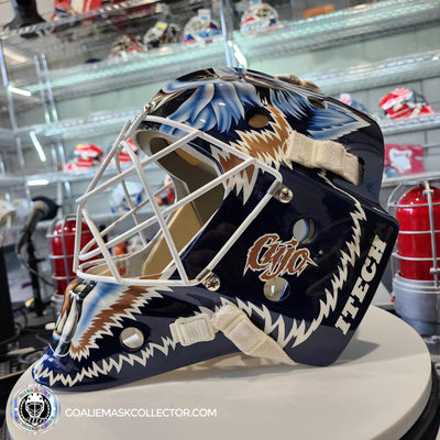 SOLD! Curtis Joseph Game Ready 1998 Edmonton Oilers Mad Dog ITECH Goalie Mask Painted by Frank Cipra