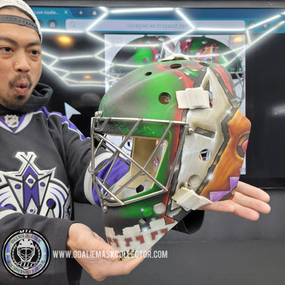 DARCY KUEMPER Game Worn Goalie Mask 2019 Kachina Themed Phoenix Coyotes Painted by DaveArt on a Dom Malerba made shell