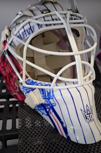 Henrik Lundqvist Signed Goalie Mask New York Yankees Stadium Series