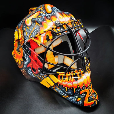 Featuring: Jacob Markstrom Signed Goalie Mask Lava Skull Ghost Rider Credit to JBO Airbrush