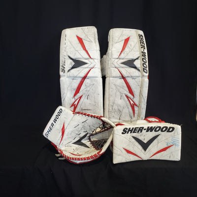 MARTIN BRODEUR GAME WORN USED GOALIE PADS 2011-12 New Jersey Devils Photomatched and with GIGANTIC Autographs