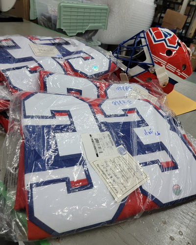 Fresh New Load of Patrick Roy Signed Jerseys and Mask!