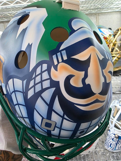 Such a DELICIOUS MATTE FINISH on this 2011 ROBERTO LUONGO "Johnny Canuck" Signature Edition goalie mask