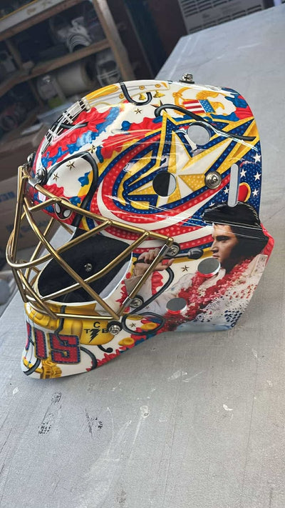 Rocking the Ice: Elvis Merzlikins' Presley Tribute Mask and Performance