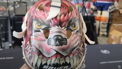 📼 In Depth Video: CURTIS JOSEPH Practice Worn Goalie Mask 2002 Team Canada Olympics Made by Dom Malerba Painted by Ron Slater