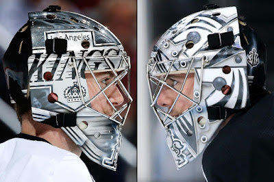 Martin Jones Game Worn Goalie Mask 2014-15 Los Angeles Kings & Team Canada World Championship Vaughn Dom Malerba 2014-AS-02579