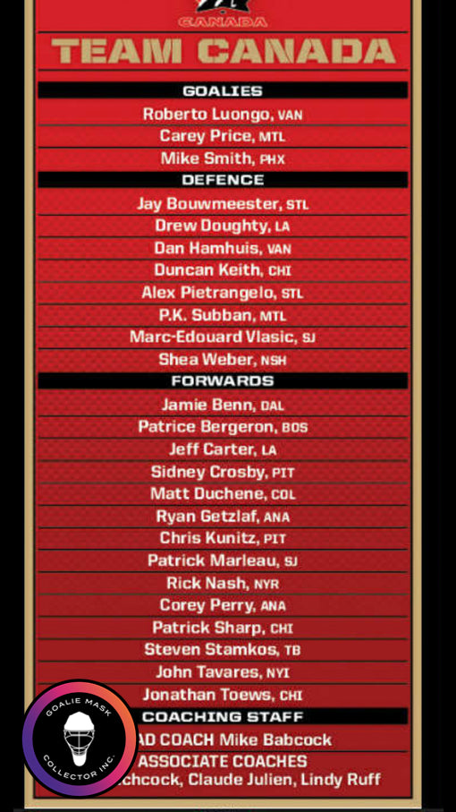 Carey Price & Team Canada Signed 2014 Sochi Olympics AS-03521  - Details to come