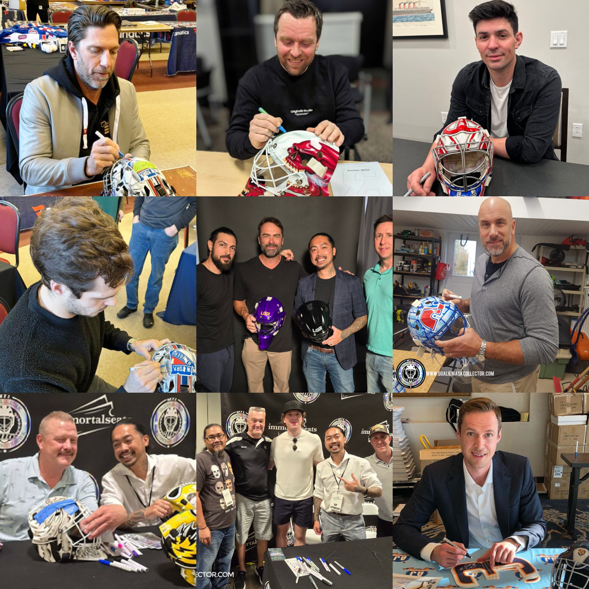 Goalie Mask Collector Wall of Fame: NHL goalie autograph signings and collector moments, collage 2