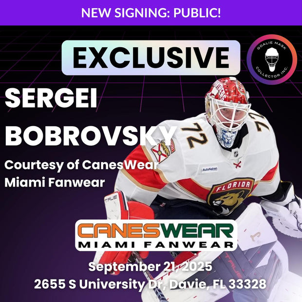 Upcoming Signing: Sergei Bobrovsky Signed Goalie Mask Tribute Signature Edition Autographed-Sept 21, 2025