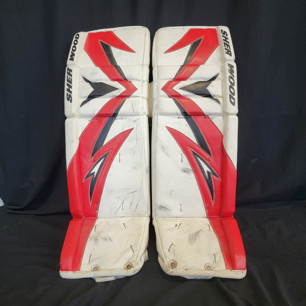 Martin Brodeur Style Goalie Pads 2010 Team Canada Olympics & 2009-10 New Jersey Devils Tribute Sherwood Model AS-03151
