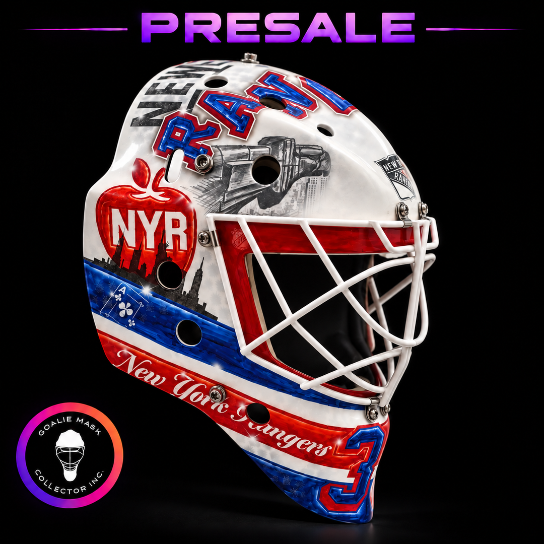 Presale: Igor Shesterkin Goalie Mask Unsigned 2027 New York White Apple Tribute
