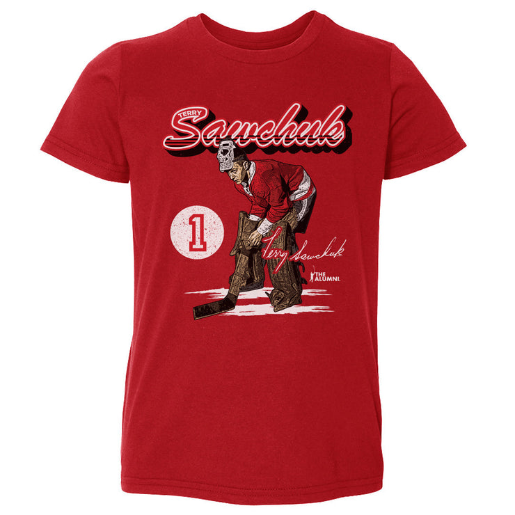 Terry Sawchuk Detroit Retro Script WHT