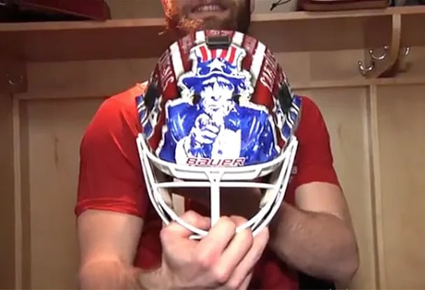 Braden Holtby Goalie Mask Unsigned 2015 Washington Winter Classic Kolzig Tribute