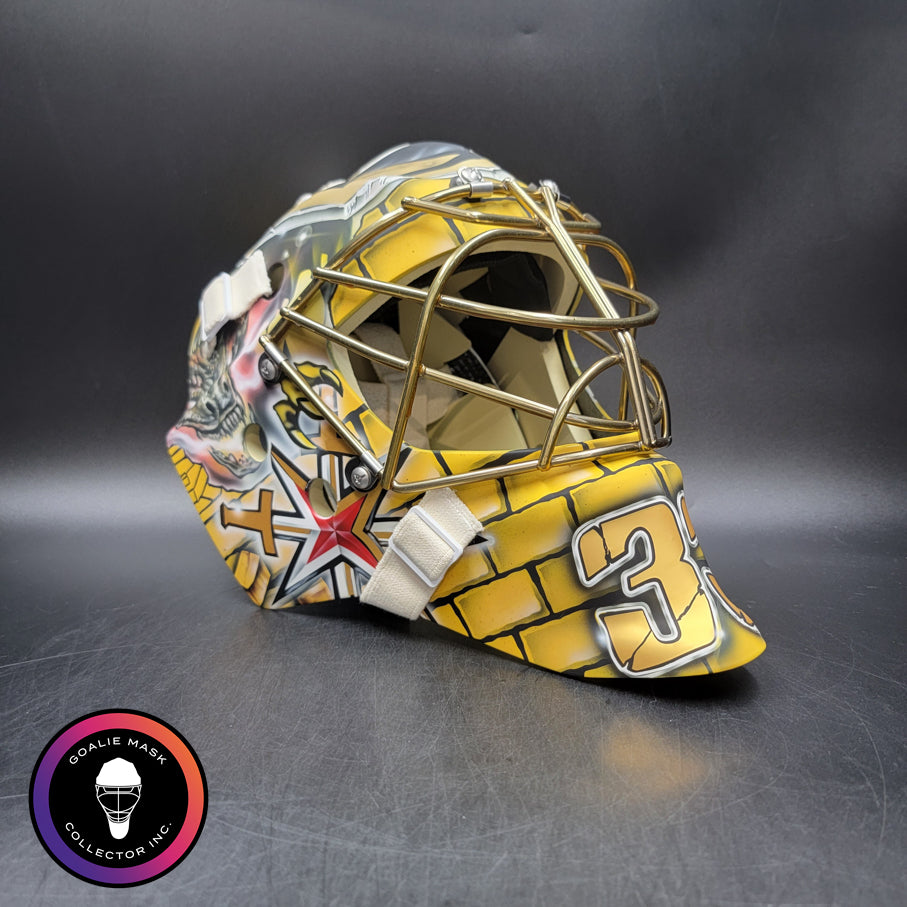 Adin Hill Goalie Mask Unsigned 2023 Las Vegas Cup Tribute + Standard Gold Powder Grill