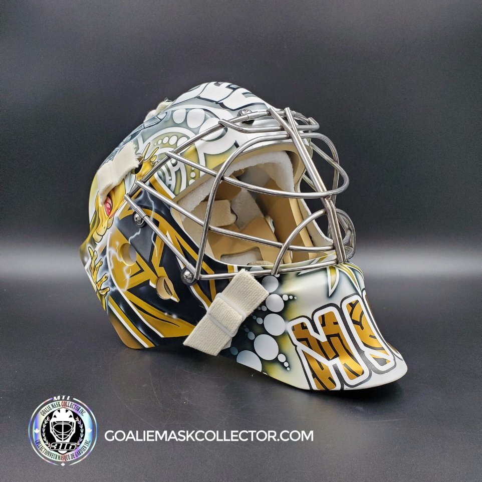 Adin Hill Goalie Mask Unsigned V3 2023 Las Vegas Alien + Stainless Steel Grill Tribute