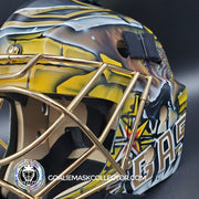 Adin Hill Goalie Mask Unsigned V2 Matte 2023 Las Vegas Stanley Cup Tribute + 24K Gold Plated Grill