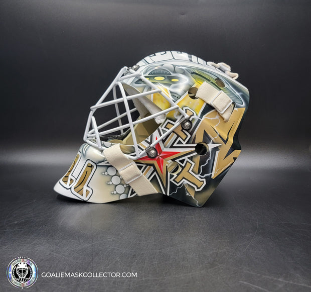 Adin Hill Goalie Mask Unsigned V4 2023 Las Vegas CUP Edition Game 3 Alien + WHITE Grill Tribute