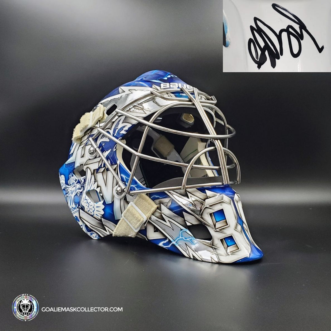 Andrei Vasilevskiy Goalie Mask Game Worn 2022-23 Tampa Bay Lightning Sylabrush Painted on Bauer Shell - 2nd Half of Season + Playoffs Photomatched AS-02841-SOLD
