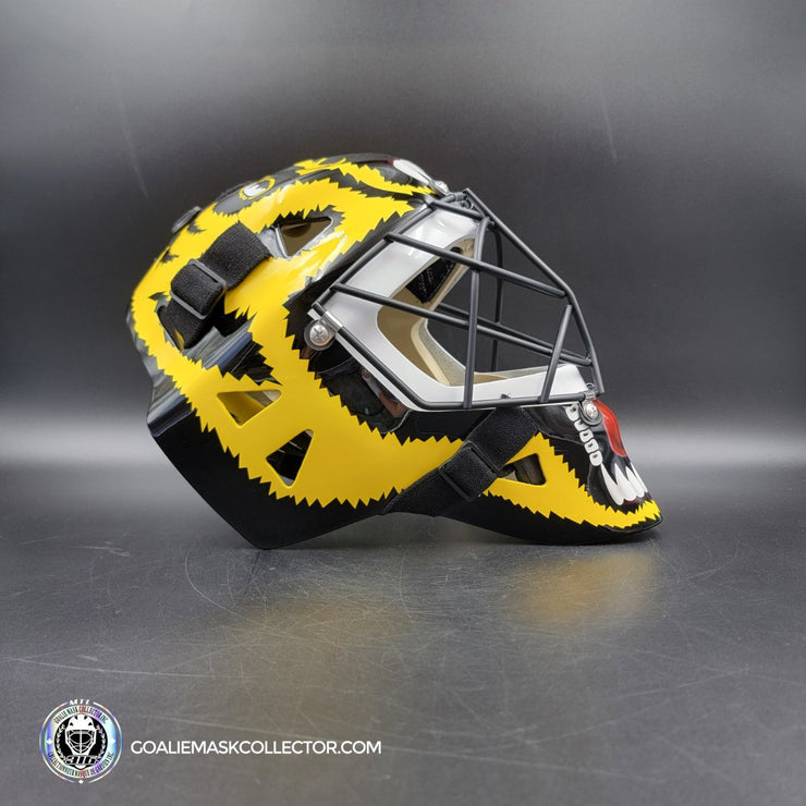 Andy Moog Goalie Mask Unsigned Boston "Mad Bear" V2 Black Grill Tribute