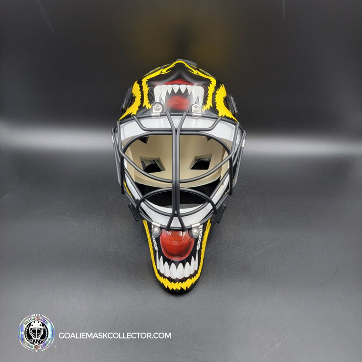 Andy Moog Goalie Mask Unsigned Boston "Mad Bear" V2 Black Grill Tribute