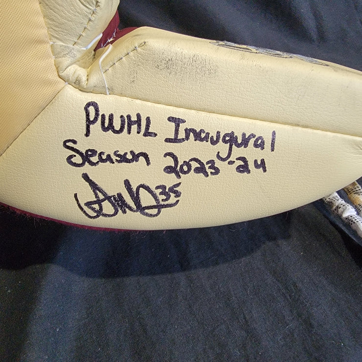 Ann-Renee Desbiens Game Used Goalie Pads 2023-24 Victoire De Montreal Inaugural Season Worn True Set Pads + Glove + Blocker Signed and Inscribed AS-03302