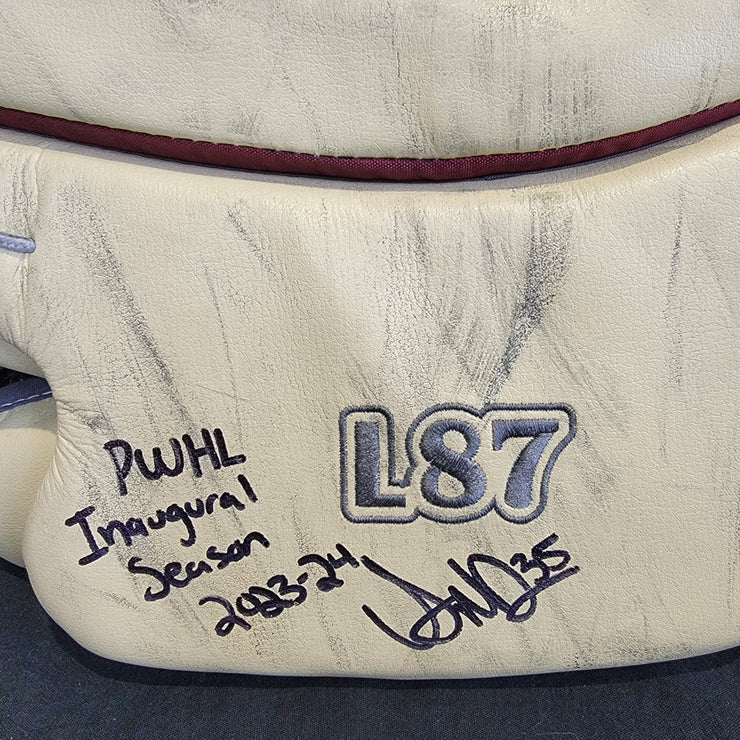 Ann-Renee Desbiens Game Used Goalie Pads 2023-24 Victoire De Montreal Inaugural Season Worn True Set Pads + Glove + Blocker Signed and Inscribed AS-03302