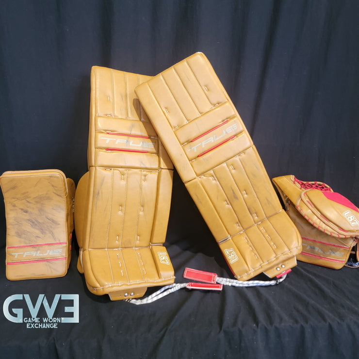 Ann-Renee Desbiens Game Used Goalie Pads 2023 Team Canada World Championship Silver Medal Winning Worn True Set Pads + Glove + Blocker Signed and Inscribed AS-03301