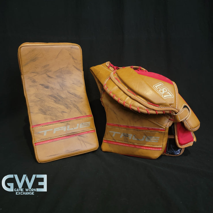 Ann-Renee Desbiens Game Used Goalie Pads 2023 Team Canada World Championship Silver Medal Winning Worn True Set Pads + Glove + Blocker Signed and Inscribed AS-03301