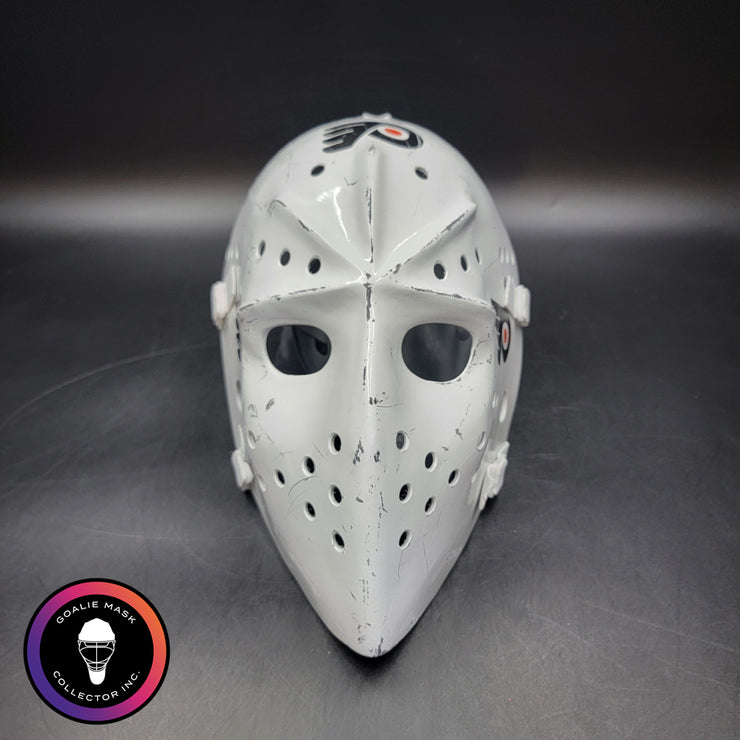 Bernie Parent Goalie Mask Unsigned Philadelphia "3 Emblems" GAME USED Edition Full Size Tribute