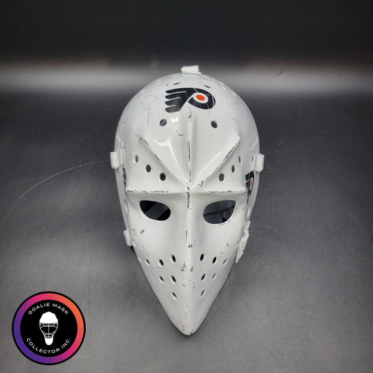 Bernie Parent Goalie Mask Unsigned Philadelphia "3 Emblems" GAME USED Edition Full Size Tribute