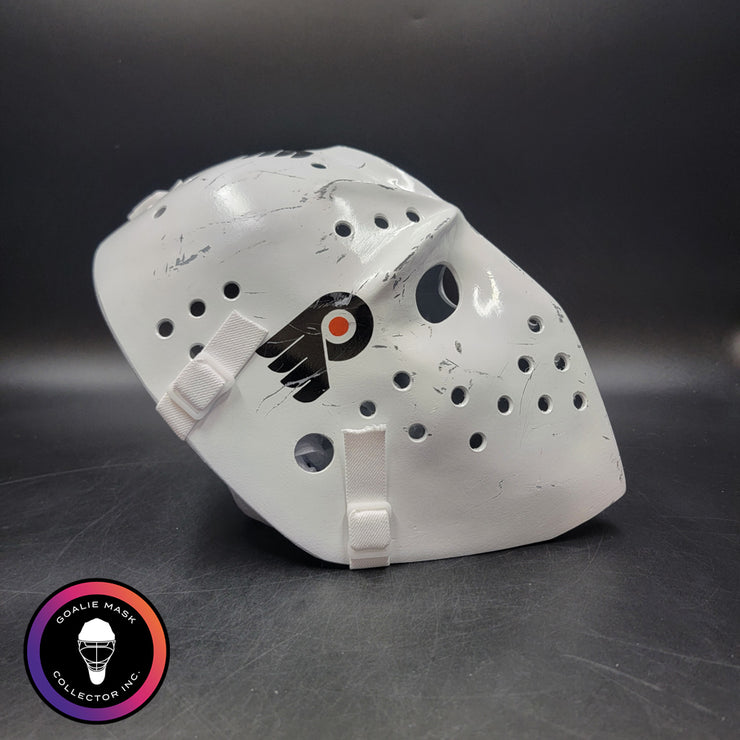 Bernie Parent Goalie Mask Unsigned Philadelphia "3 Emblems" GAME USED Edition Full Size Tribute