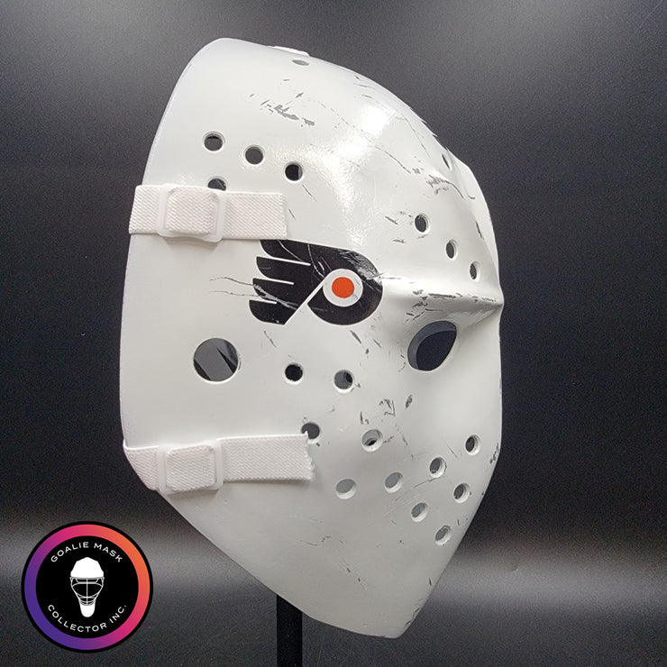 Bernie Parent Goalie Mask Unsigned Philadelphia "3 Emblems" GAME USED Edition Full Size Tribute