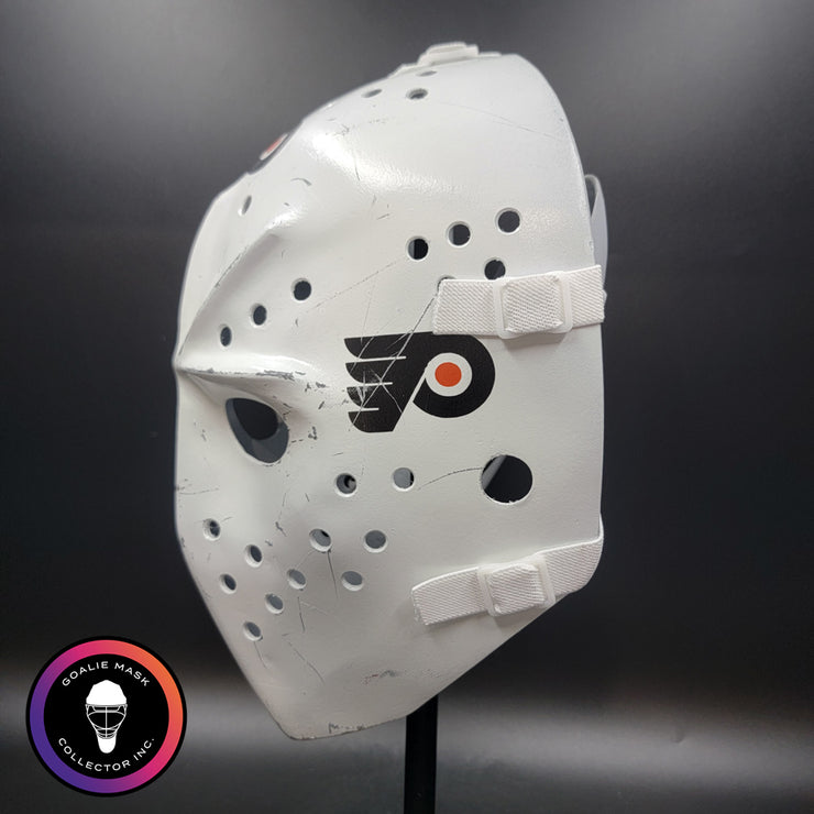 Bernie Parent Goalie Mask Unsigned Philadelphia "3 Emblems" GAME USED Edition Full Size Tribute