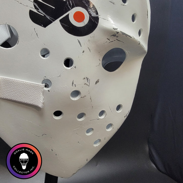 Bernie Parent Goalie Mask Unsigned Philadelphia "3 Emblems" GAME USED Edition Full Size Tribute