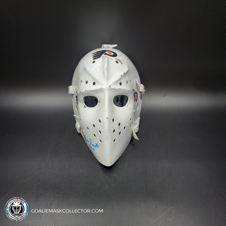 Bernie Parent Signed Goalie Mask Autographed Philadelphia "3 Emblems" GAME USED Version Signature Edition Vintage