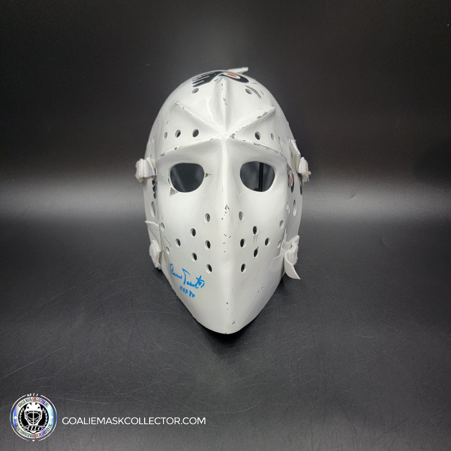 Bernie Parent Signed Goalie Mask Philadelphia "3 Emblems" GAME USED Version Signature Edition Vintage. Goalie Mask Collector.