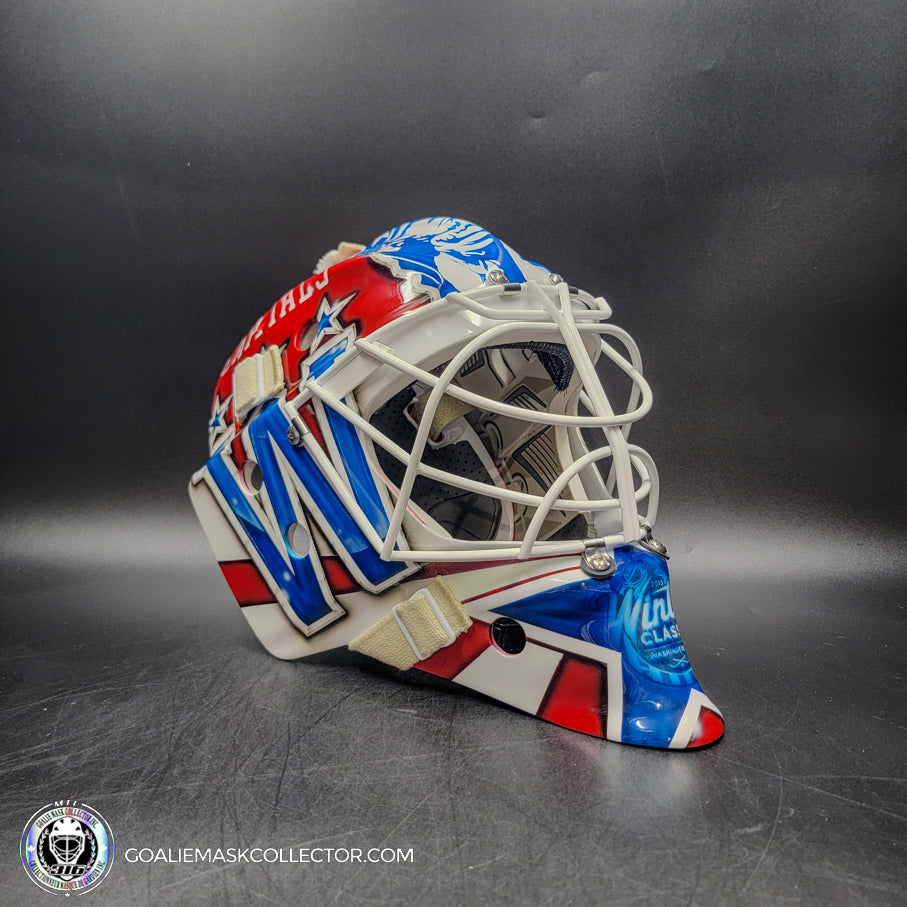 Braden Holtby Goalie Mask Unsigned 2015 Washington Winter Classic Kolzig V1 RED Tribute