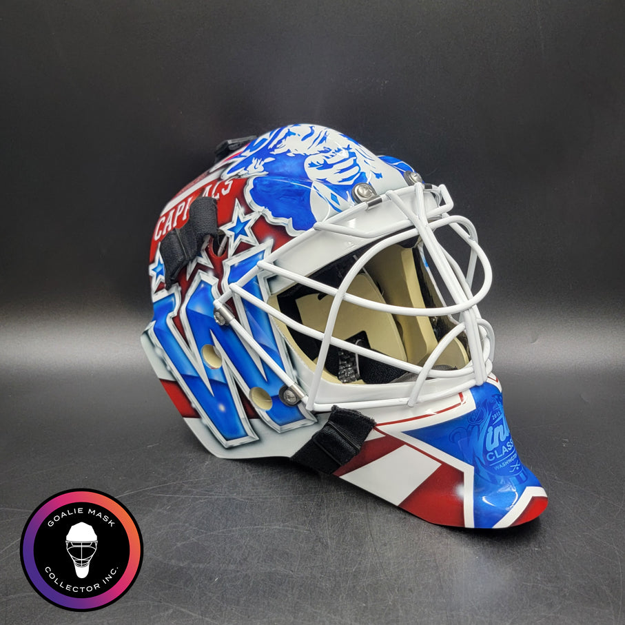 Braden Holtby Goalie Mask Unsigned 2015 Washington Winter Classic Kolzig V2 MAROON Tribute