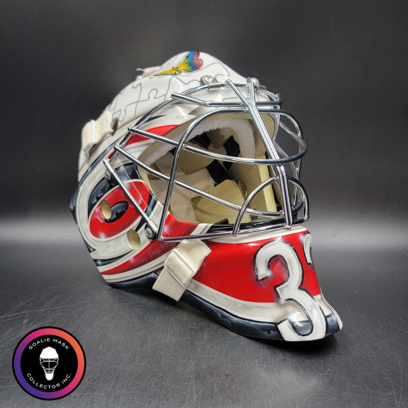 Brandon Bussi Goalie Mask Unsigned 2026 Carolina CUP WINNING V1 Stainless Steel Grill Tribute