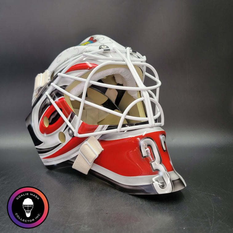 Brandon Bussi Goalie Mask Unsigned 2026 Carolina CUP WINNING V2 White Grill Tribute