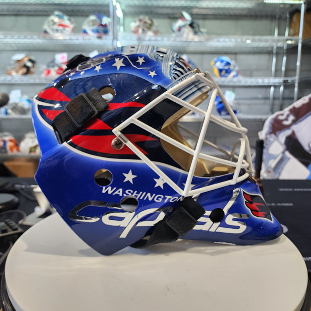 Brent Johnson Practice / Game Worn Goalie Mask 2008-09 Washington Capitals Painted by Frank Cipra on ITECH Shell AS-02829