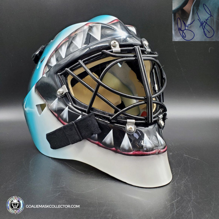 Brian Hayward Goalie Mask Signed San Jose V1 BEE316 Tribute. Goalie Mask Collector.