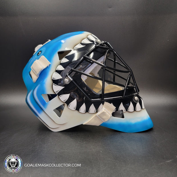 Brian Hayward Goalie Mask Unsigned San Jose V2 BRIGHT BLUE CAT316 Tribute