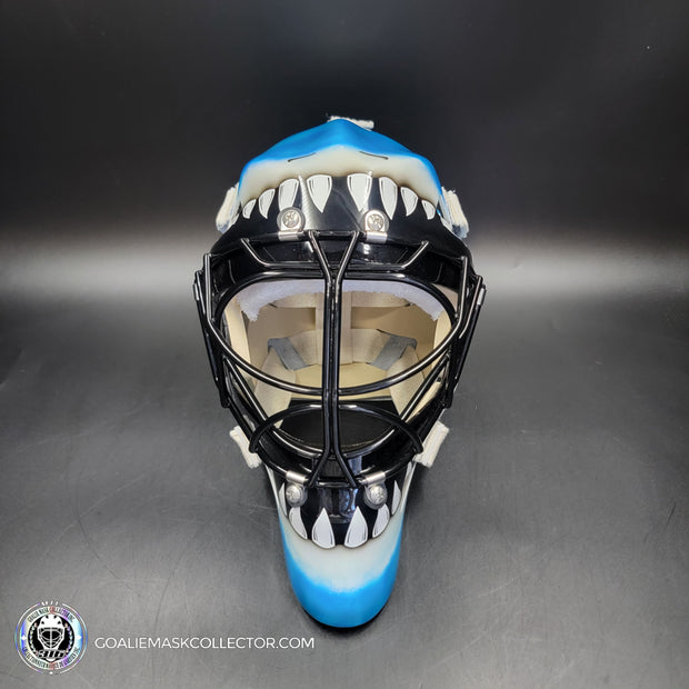 Brian Hayward Goalie Mask Unsigned San Jose V2 BRIGHT BLUE CAT316 Tribute