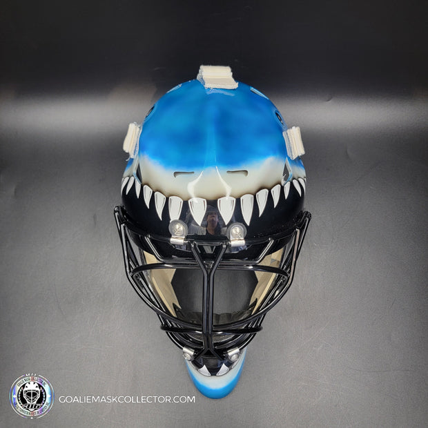 Brian Hayward Goalie Mask Unsigned San Jose V2 BRIGHT BLUE CAT316 Tribute